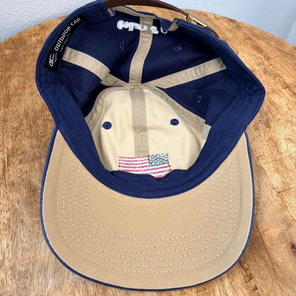 Collars & Co American Flag Leather Strap Hat OSFA Navy Blue PWT-100LTH